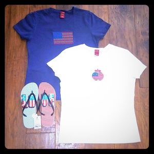 Fun-to-the-4th T-shirt Duo & Americana Flip Flops!  ONLY WHITE T-SHIRT REMAINS!